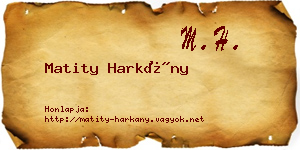 Matity Harkány névjegykártya